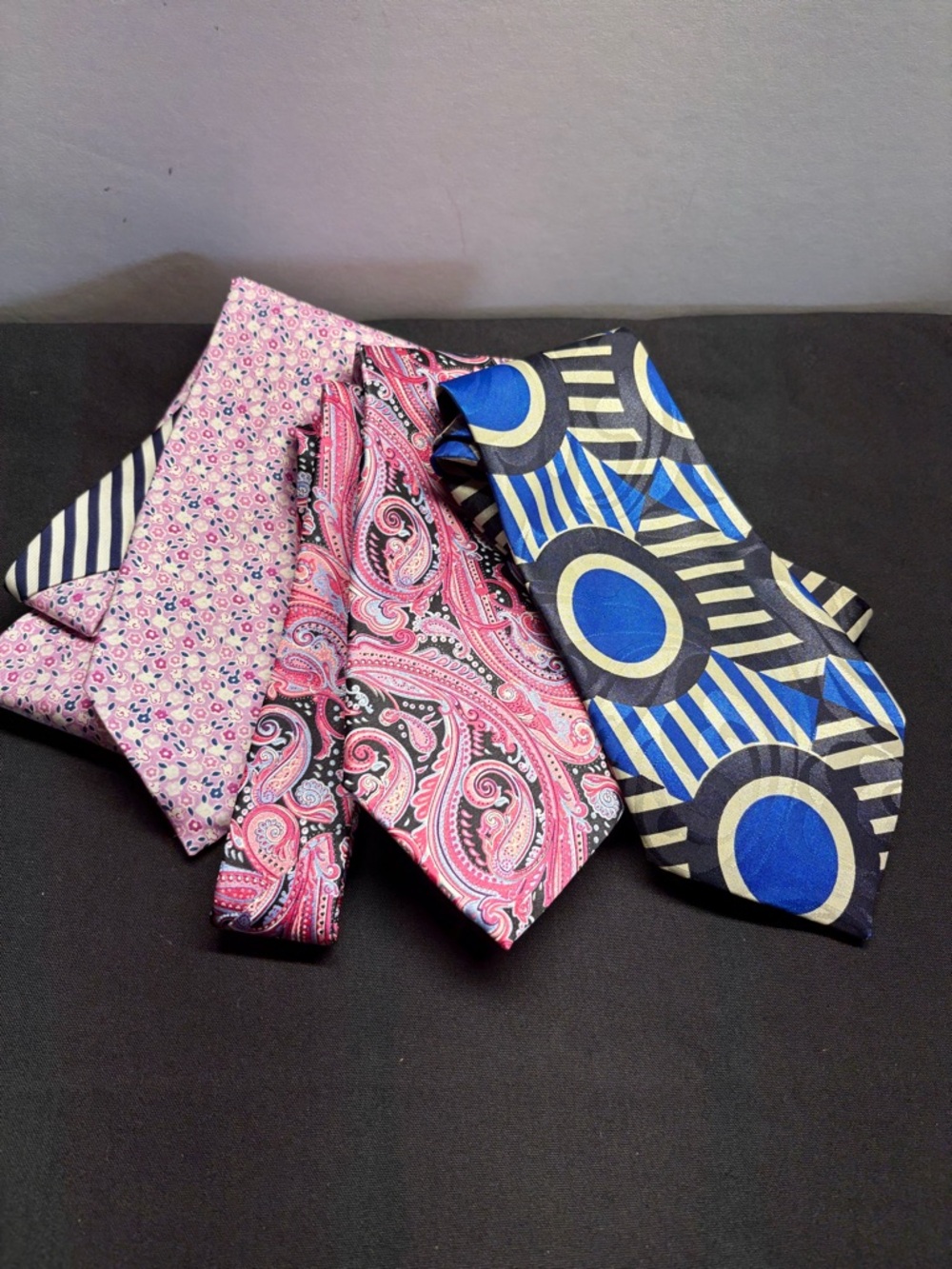 Tommy Hilfiger Pink Paisley and Blue Geometric Silk Tie Set